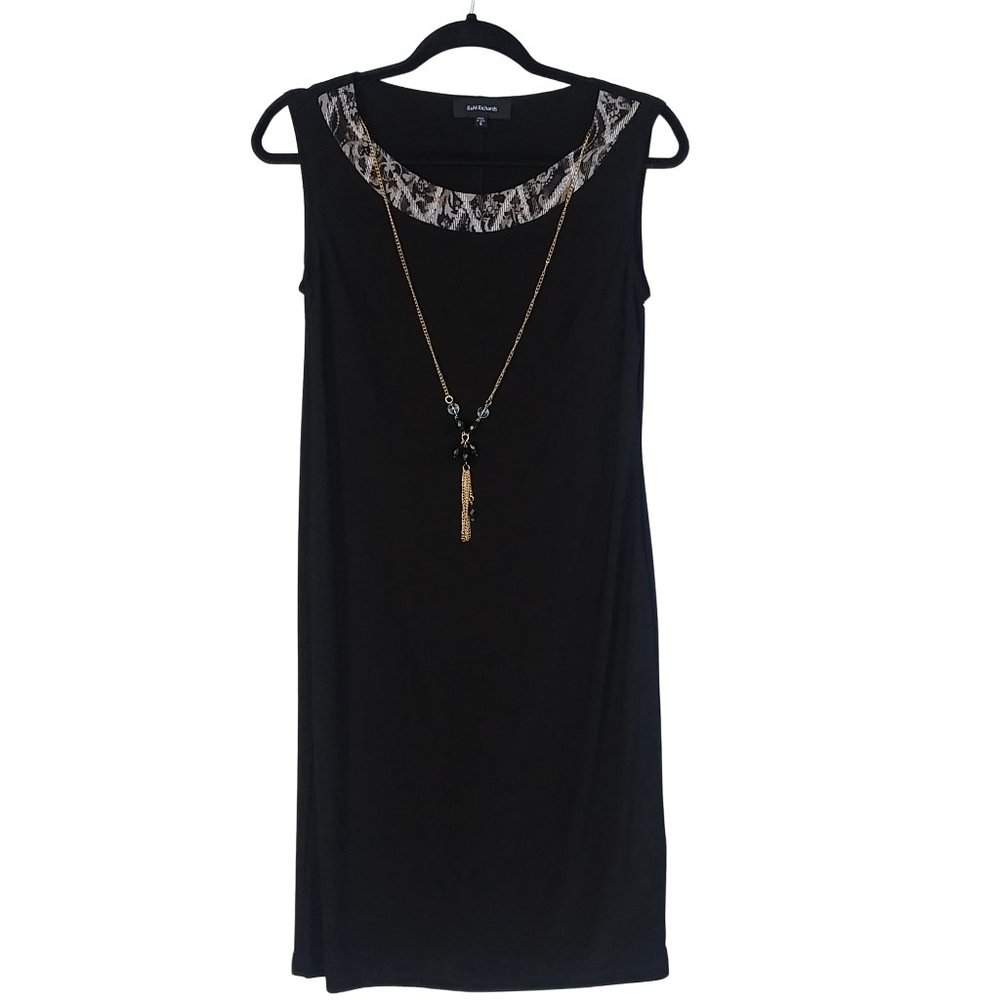R&M Richards Black Sleeveless Dress With Necklace NWOT Size 6